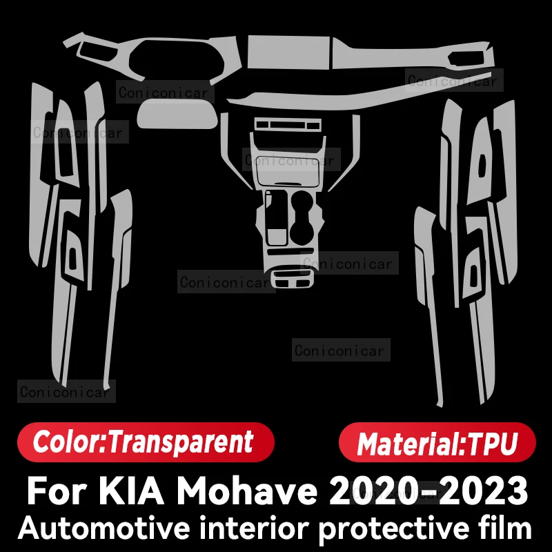 Voor KIA MOHAVE 2020-2023 TPU Transparante Beschermfolie Interieur Sticker Middenconsole Navigator Gear Panel Auto Accessoires