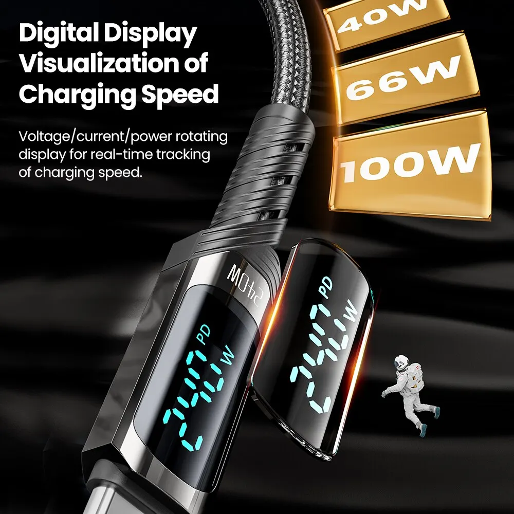 Toocki 2 in 1 Type C To Type C Cable 240W PD 3.1A Fast Charging USB C To C Display Cable For Macbook Huawei Xiaomi Samsung S23 image 3