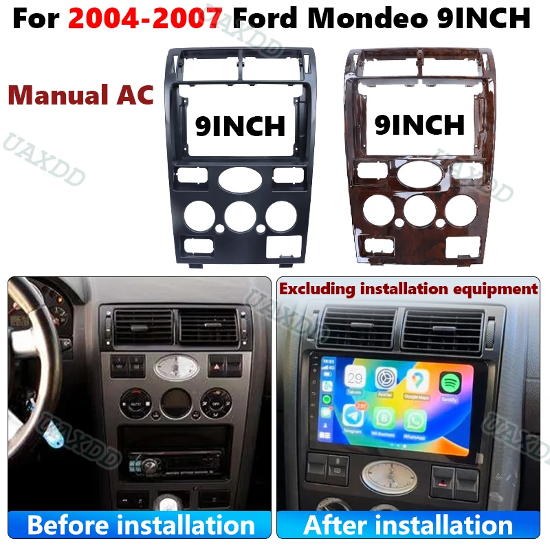 9INCH Android Car Radio Fascia Frame 2Din Dashboard Kit Multimedia Console Center Cable Interior Panel For 2004‑2007 Ford Mondeo