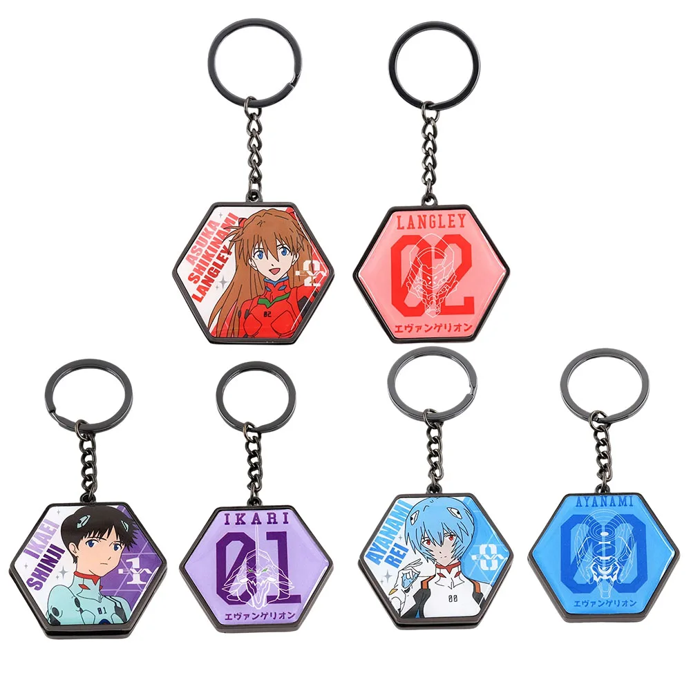 Ayanami Rei Asuka Langley Soryu Ikari Shinji двухсторонний брелок для ключей с зеркалом EVA-00 01 02, брелок для ключей с водителями, подарочная подвеска для фанатов