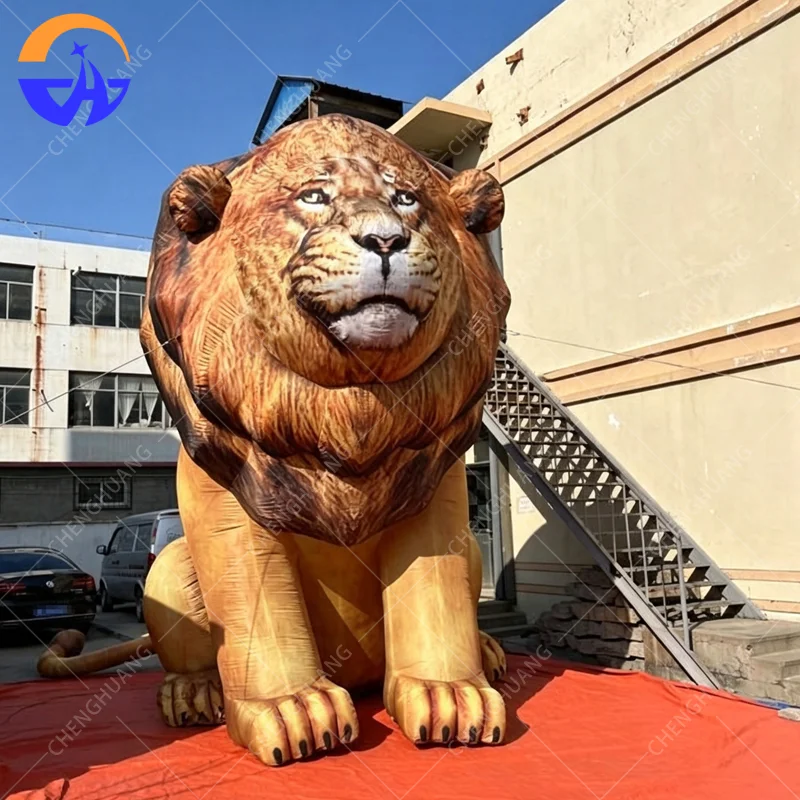 Customized inflatable lion model animal themed advertising campaign decoration props with blower