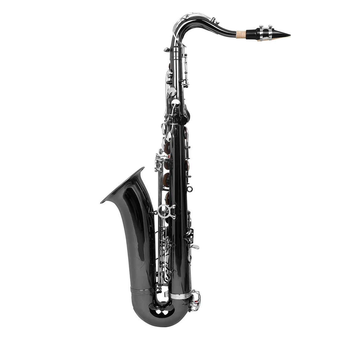 Bb Tenor Saxophone SLADE Black Nickel Plated Brass High Quality Tenor Saxophone Music Instrument Tenor Sax with Case Bracket