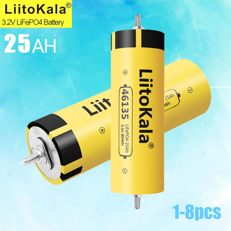 

1-8PCS LiitoKala 3.2V 25Ah Lifepo4 Battery Pack Solar Energy System for Boats and RV Golf Cart Tax-free in the US and EU