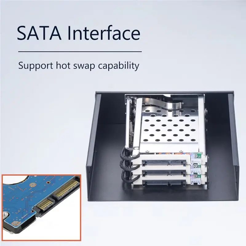 A29F-Aluminum Case 3Bay SATA Adapter 2.5 Inch Hot Swap SSD Hard Drive Bracket For 5.25 Optibay
