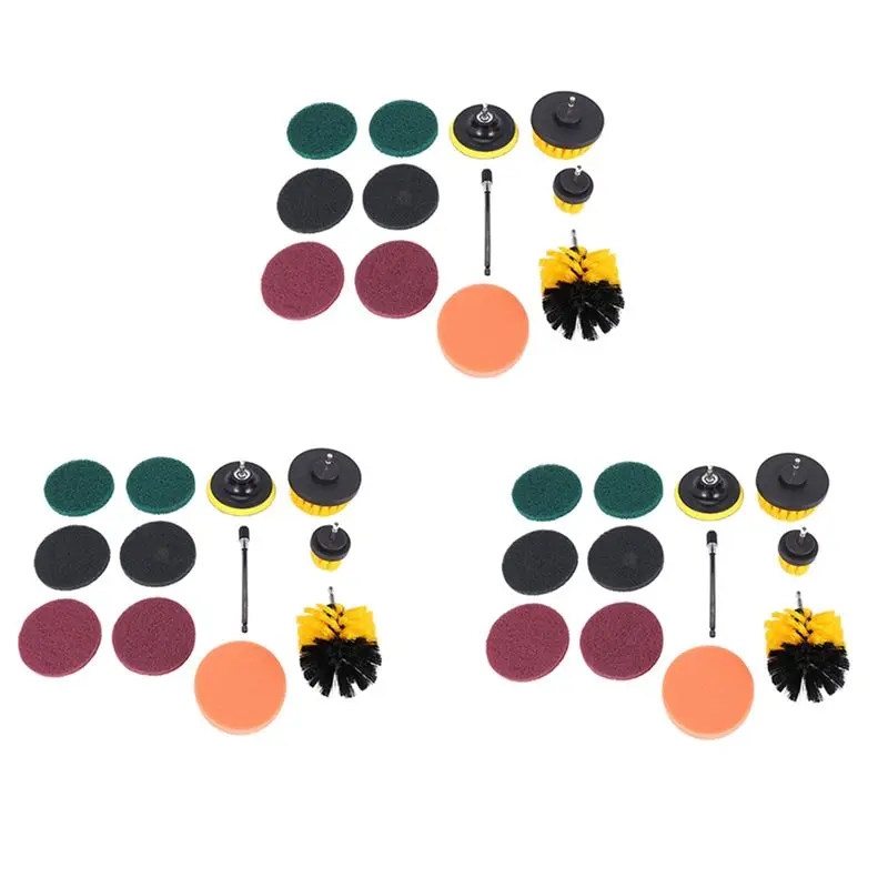 

ABMS-36 Piece Drill Brush Scrub Pads Power Scrubber Brush With Extended Long Attachment Cordless Drill For Cleaning Pool Tile