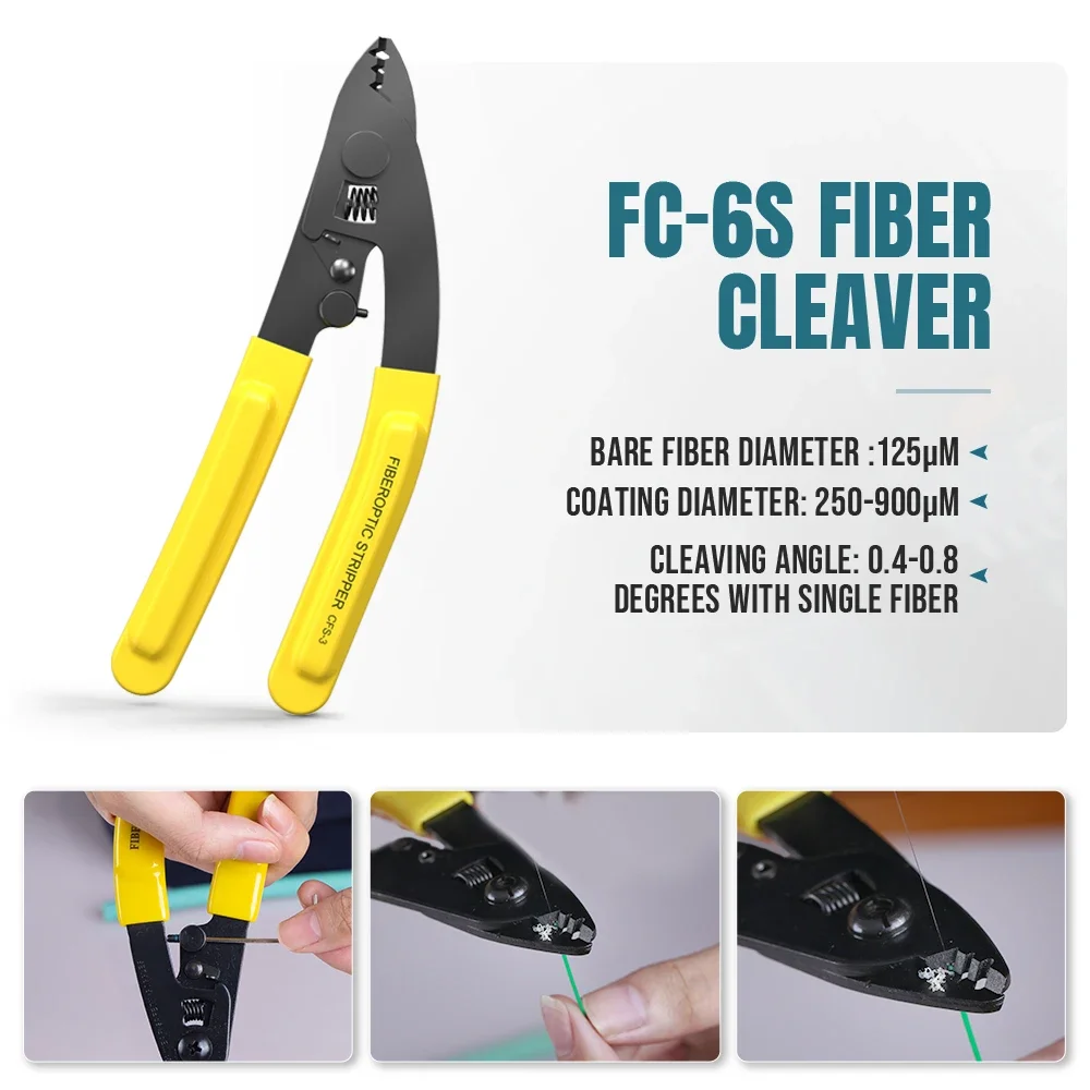 AMPCOM FTTH Fiber Optic Tool Kit with Fiber Cleaver FC-6S Visual Fault Locator Optical Power Meter Fiber Stripping Tool 14 in 1