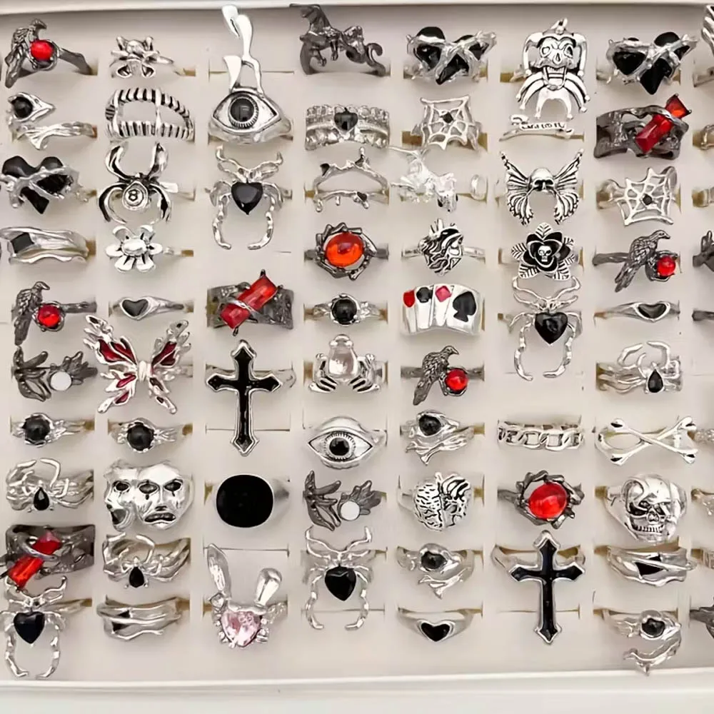 10/20/30/قطعة/الوحدة موضة سحر ريترو الشرير الصليب الشيطان العين خواتم للرجال النساء مزيج نمط الهيب هوب مجوهرات اكسسوارات هدية حفلة