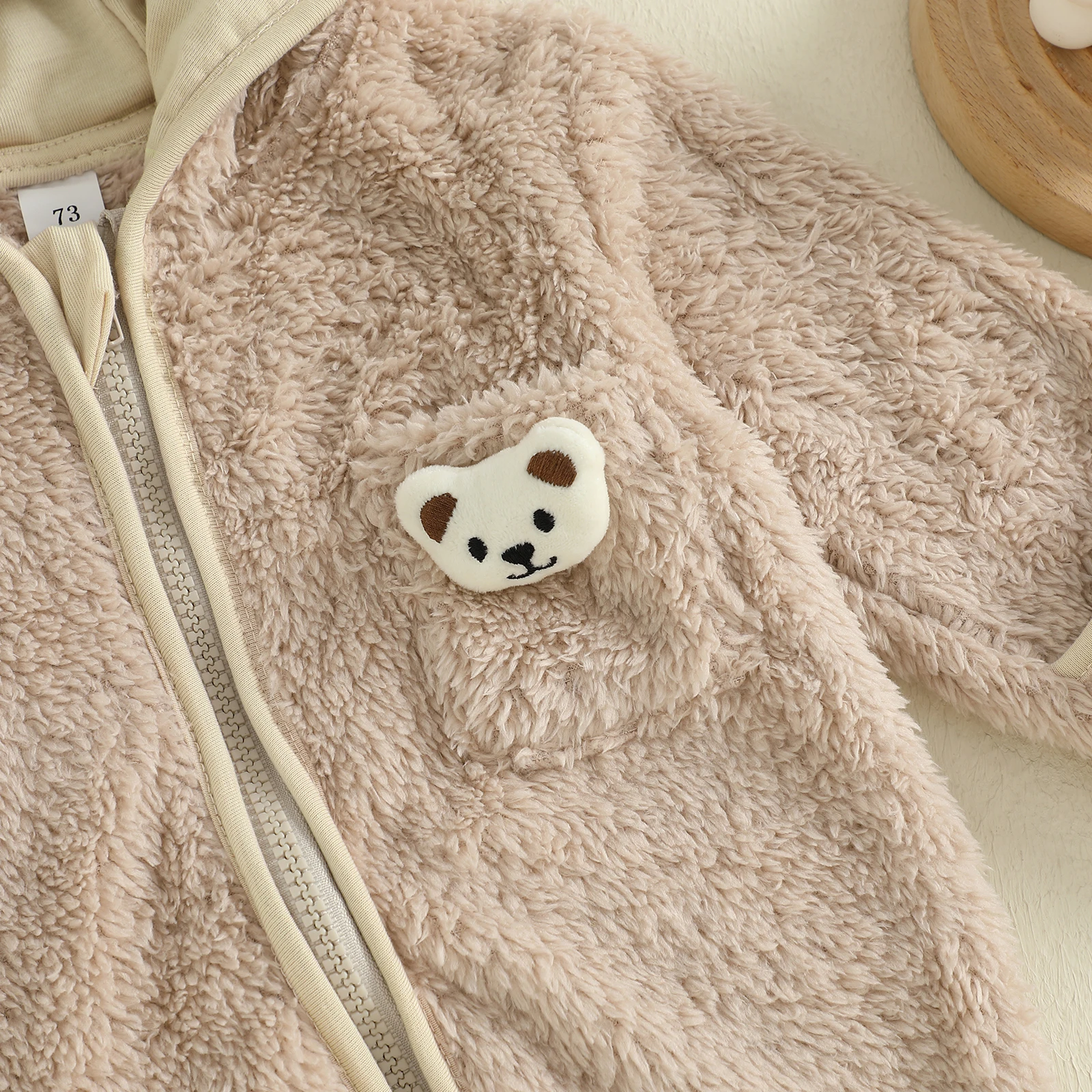 0-12 متر الوليد طفل بنين بنات أفخم مقنعين بذلة الشتاء طويلة الأكمام الكرتون الدب المائل سستة رومبير لينة الرضع الملابس #5