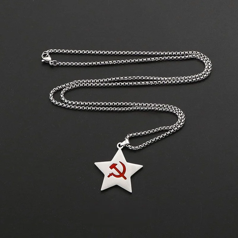 Five-Pointed Star Necklace USSR Faith Soviet Jewelry Pendant Sickle Hammer Chain Clothing Charm Men Boy Gadgets Girl Women Gifts