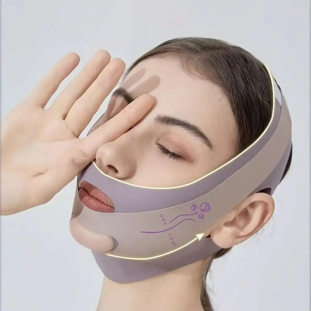 Verstelbaar gezicht beeldhouwen slaapmasker Ademend koelend gezicht Lifting Aanscherping riem V-vormig herbruikbaar V-lijn vormgevend masker