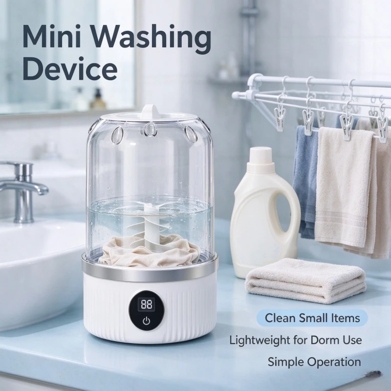 Stocking Stuffers Mini Wireless Electric Washing Cup, Portable Charging Small Cleaning Tool for Underwear, Socks & Pet Clothes