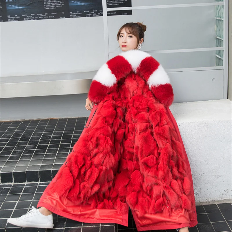 

Anti-season S-5xl Real Fur Jacket Winter Women 2023 Detachable Rex Rabbit Fur Fox Fur Parka Hooded Plus Size Coat