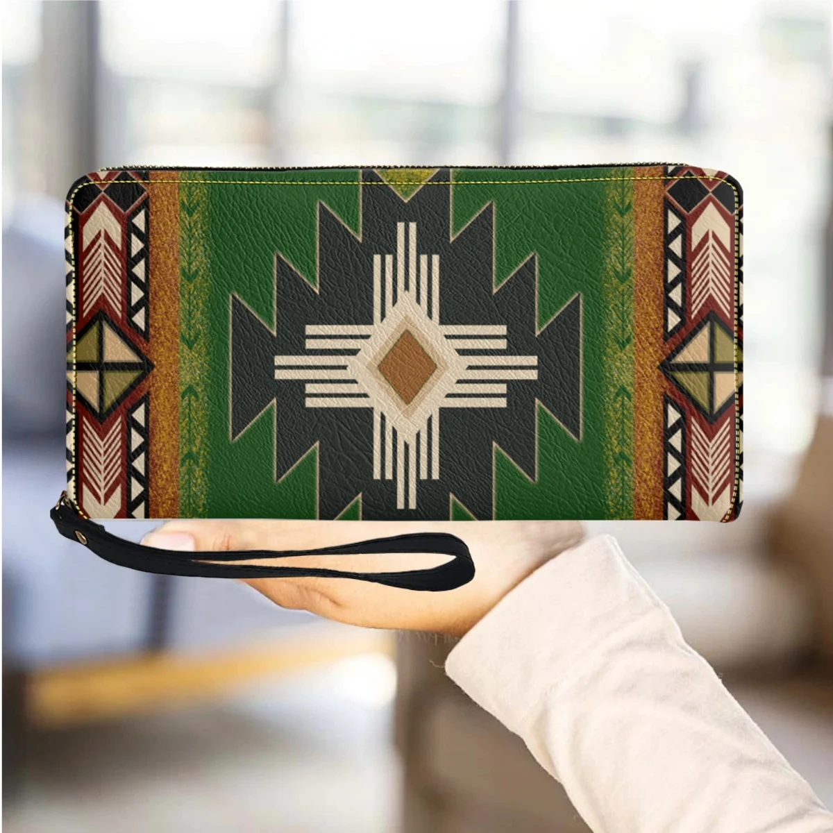 

Tribal Women Wallet PU Leather Purse for Ladies Casual Zipper Wallets Travel Long Card Holder Party Clutch Gift New Billeteras