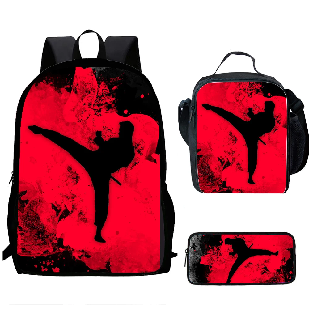 

Taekwondo 1/3 pcs set Child School Backpack with Lunch Bags ,Pencil Bags School Bags for Boys Girls Best Gift