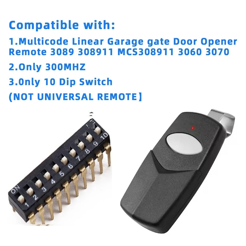 APPLIA-ouvre-porte de Garage, Compatible avec l'ouvre-porte de Garage Multicode linéaire 3089,300MHZ, paquet de 3