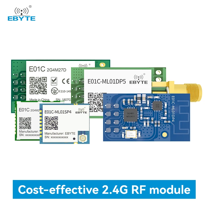5PCS RF Module 2.4GHz Si24R1 Ci24R1 500mW 27dBm EBYTE E01C Series SMA-K SPI DIP Wireless Module Small Size High Power