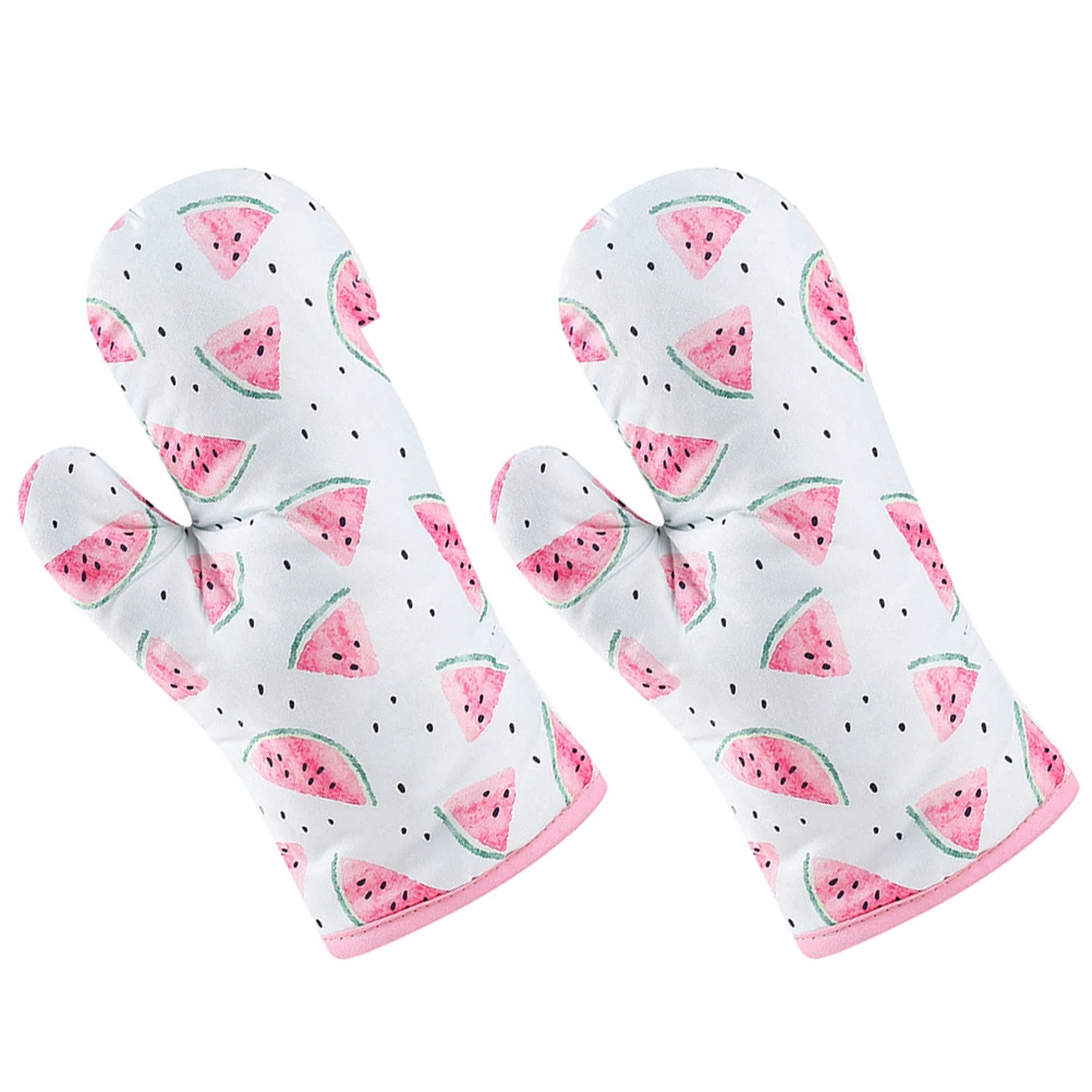 

2 Pcs Heat Resistant Mitts Polyester Oven Gloves Anti Scalding Baking Cooking Wrist Protection Grease Spatter Steam Burns