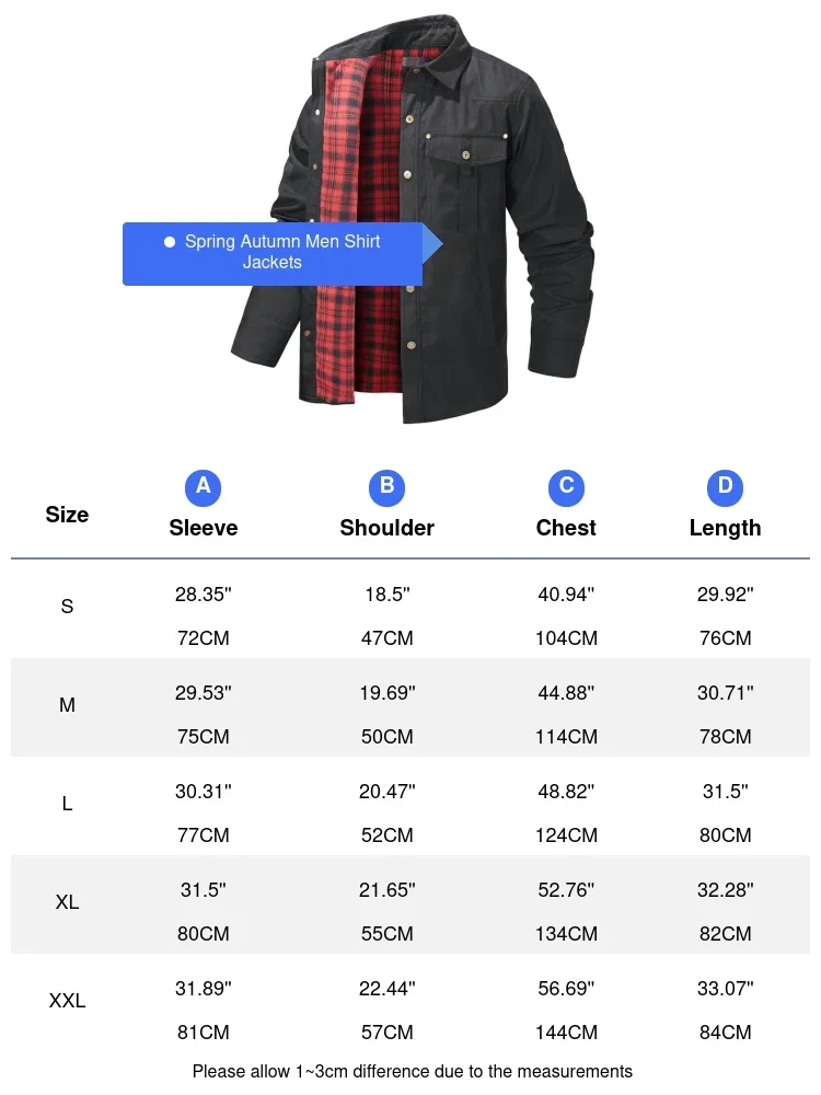 Spring Autumn Mens Flannel Plaid Shirt Jacket Casual Men Retro Lapel Cotton Warm Shirts Men Tactical Windbreaker Jacket Clothing