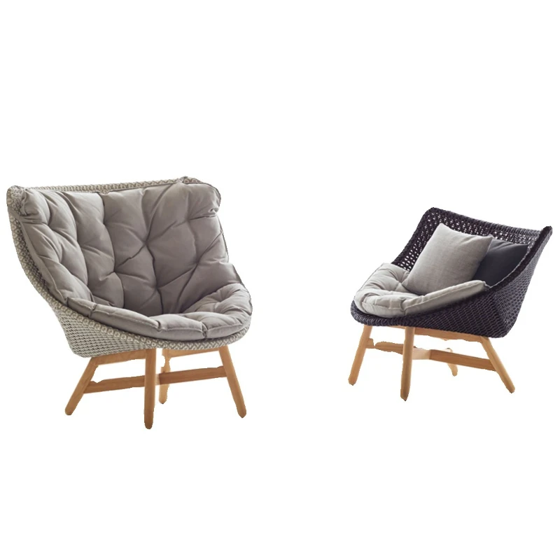 Nordic outdoor balcony sofa, garden courtyard villa, hotel terrace, leisure rattan tables and chairs, creative high-back sofa