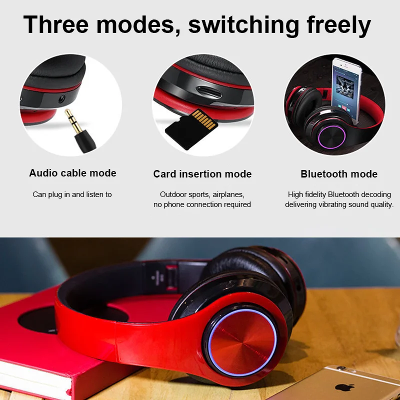 Wireless Bluetooth 5.0 Headphone With Microphone On-Ear Headset Stereo Sound Earphones Sports Gaming Foldable Headphones B39