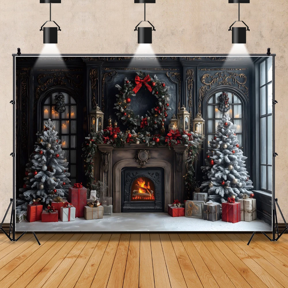 ゴシック城クリスマス写真撮影背景暖炉窓クリスマスツリー冬ホリ - Photography Zone のレビューと価格
