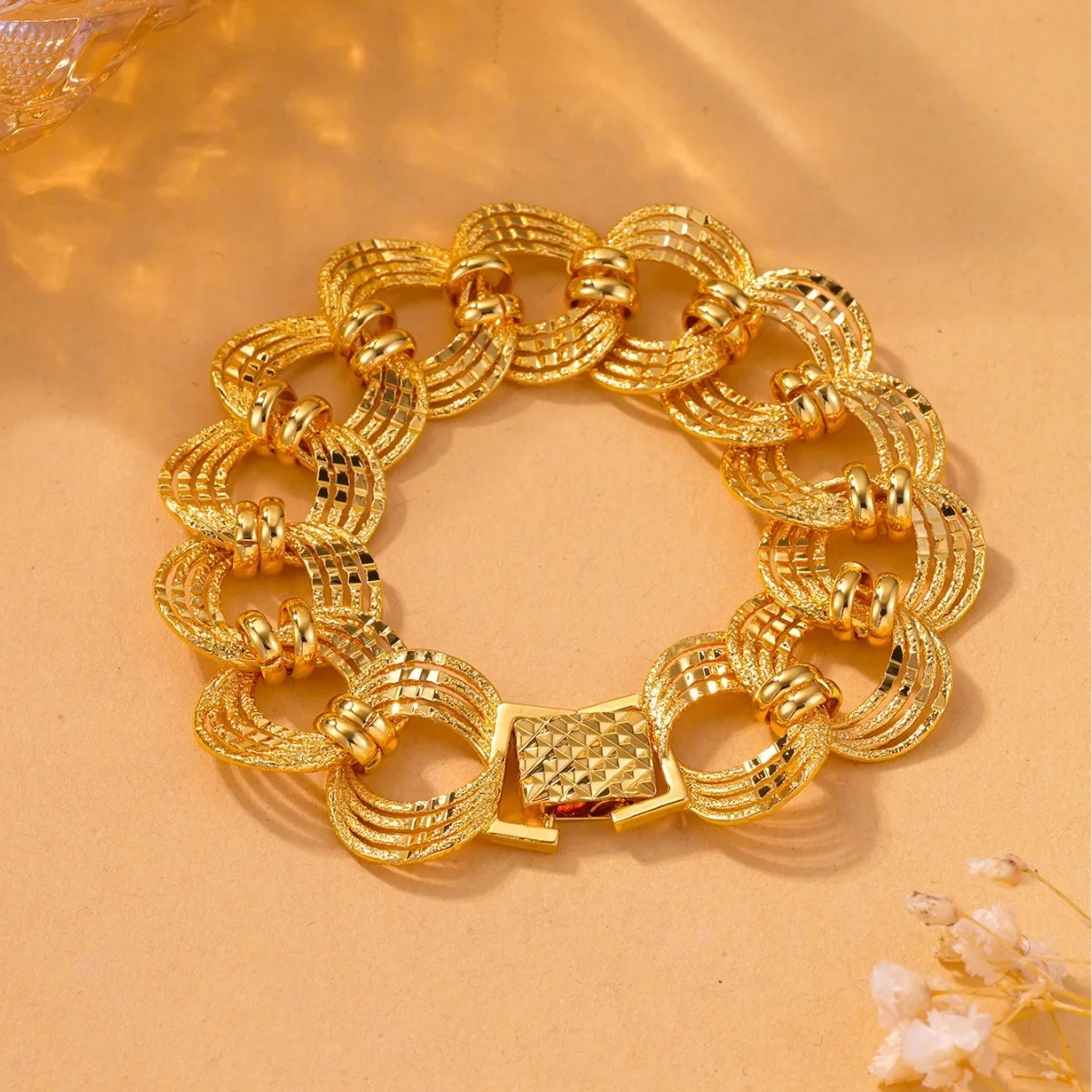 

Luxury 24K 9999 Pure Gold real gold Men's women Thick Bracelet Twist Bracelet