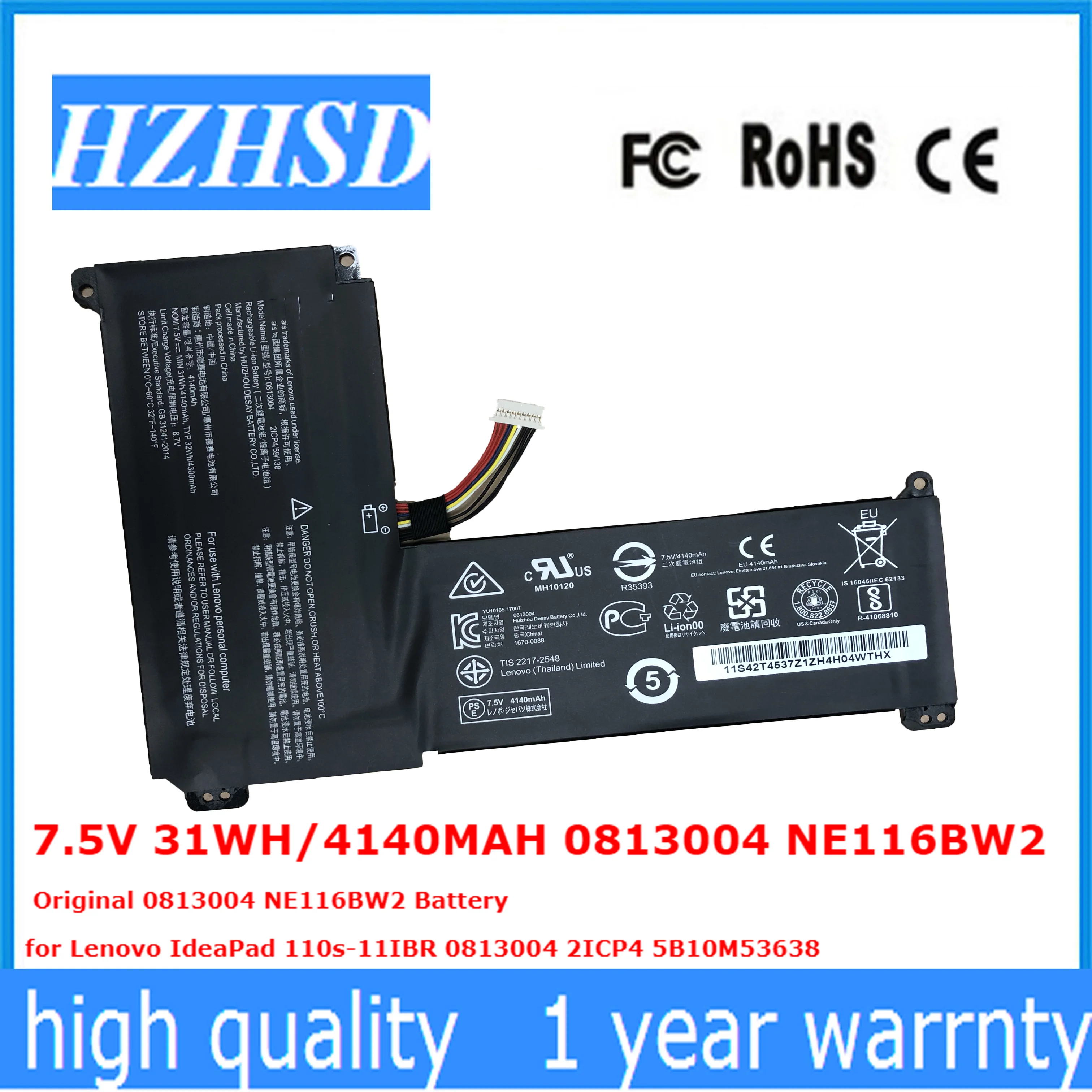 Original 0813004 Bateria para Lenovo Ideapad Ne116bw2 110s11ibr 0813004 2icp4 5b10m53638 7.5v 31wh 4140mah 0813004 Ne116bw2
