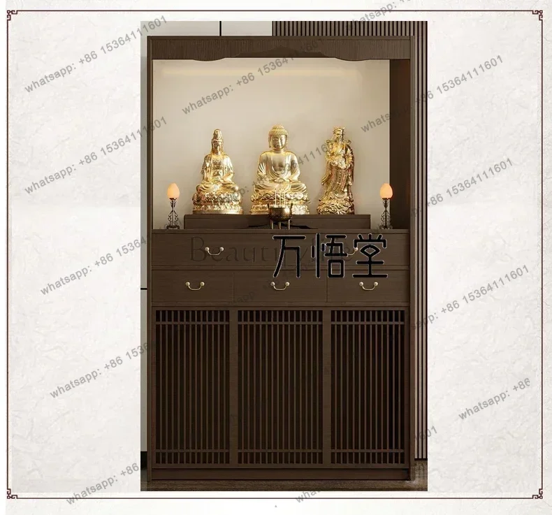 Solid Wood Buddha Shrine Clothes Closet Altar Chinese Shrine Altar Simple Retro God Of Wealth Cabinet