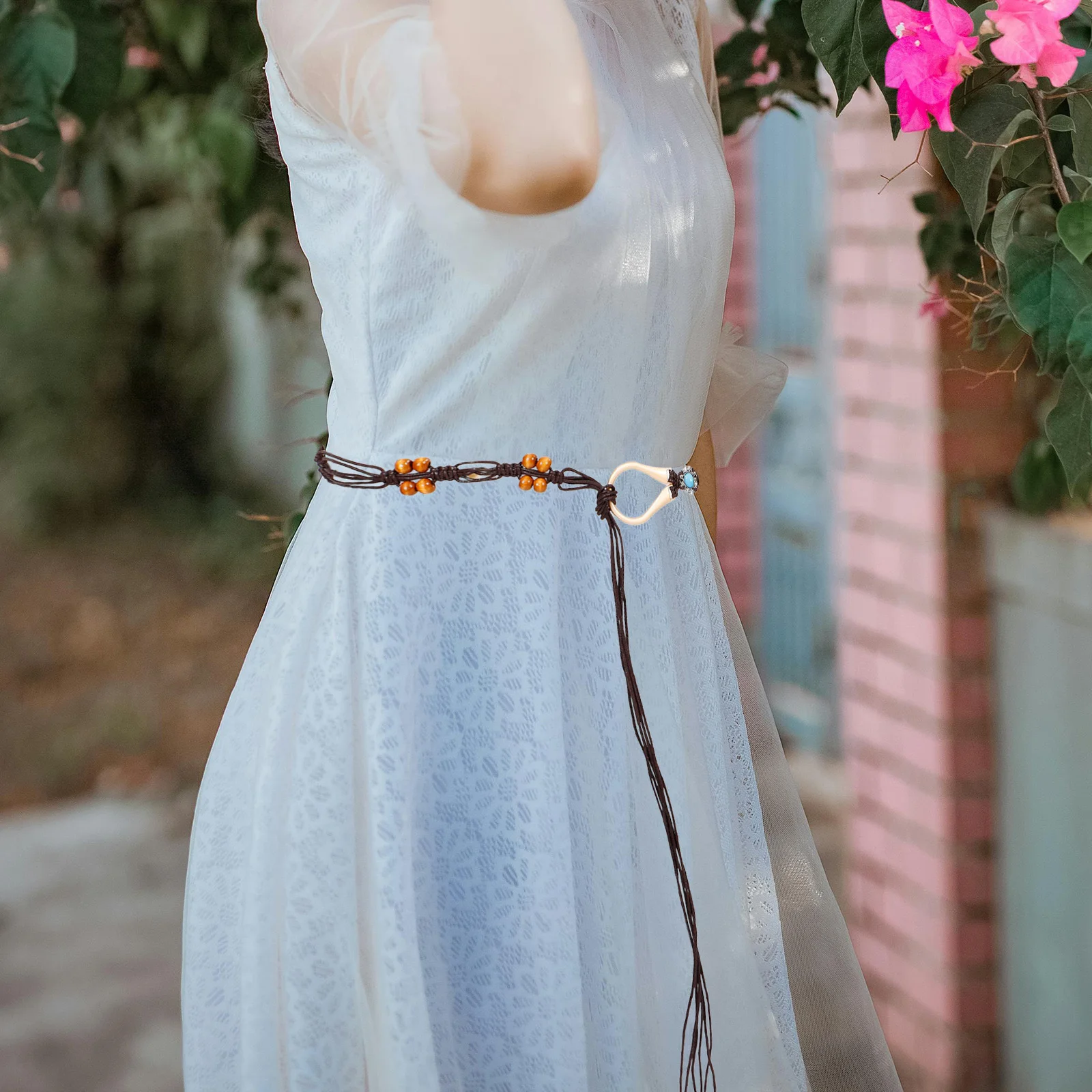 

Fashionable Boho Braided Waist Belt Beaded Dress Waistband Women Casual Formal Clothing Accessory for Pants Dresses