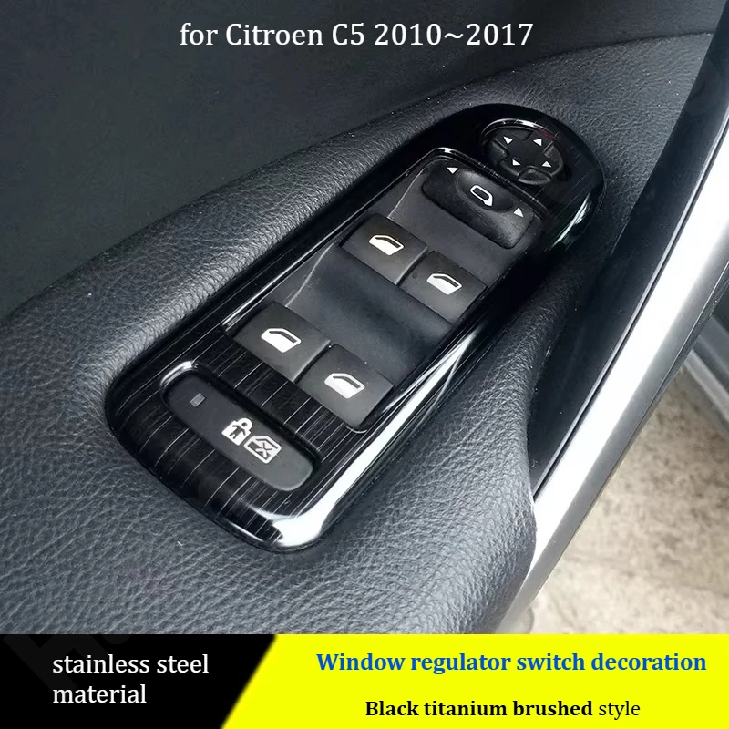 for Citroen C5 2010~2017 Window regulator switch decoration/interior armrest decoration bright strip/modification accessories