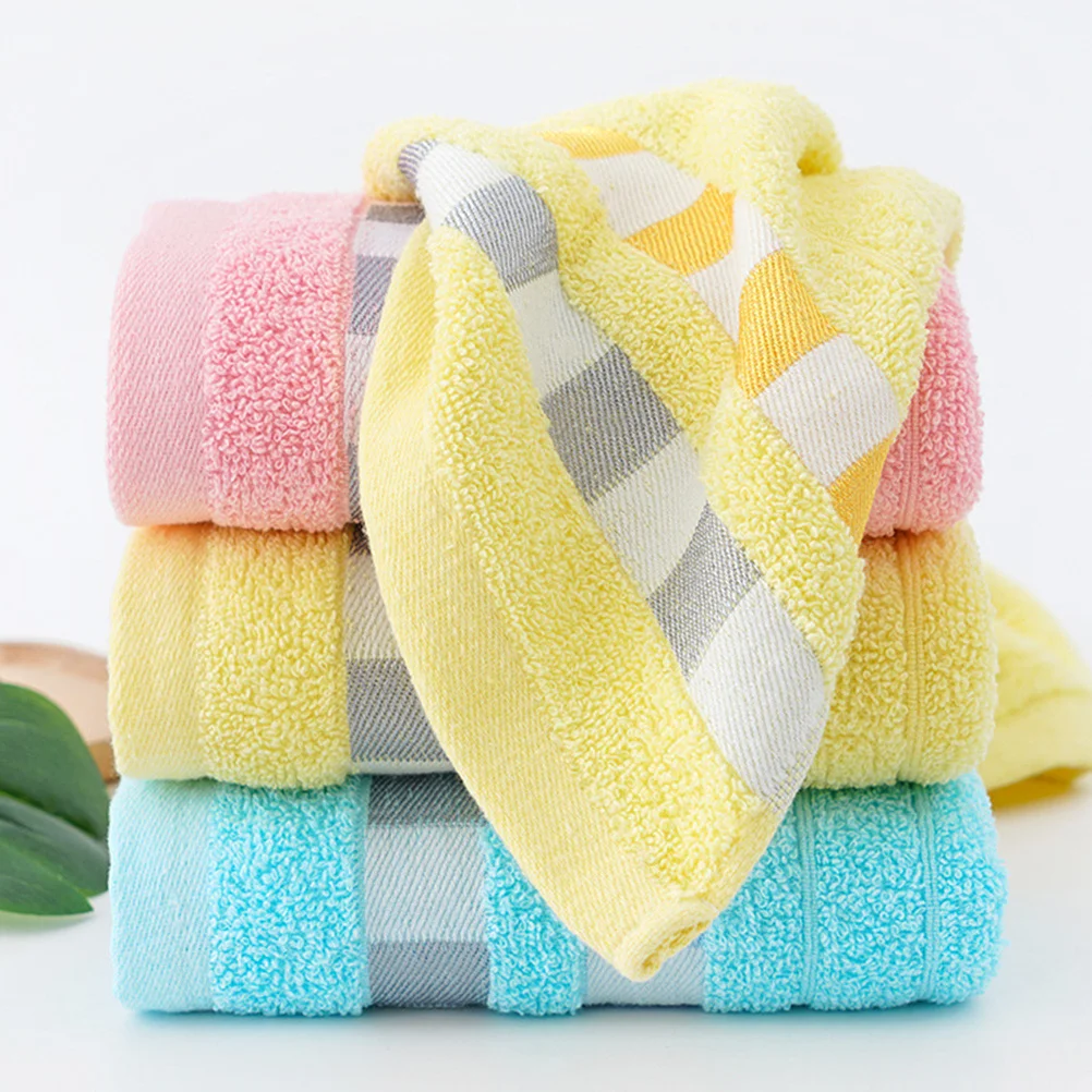 

5Pcs Cotton Facecloth Plaid Belt Towels Breathable Soft Washcloths for Face Body Bath Cleansing Cotton Towel Plaid Belt Towel