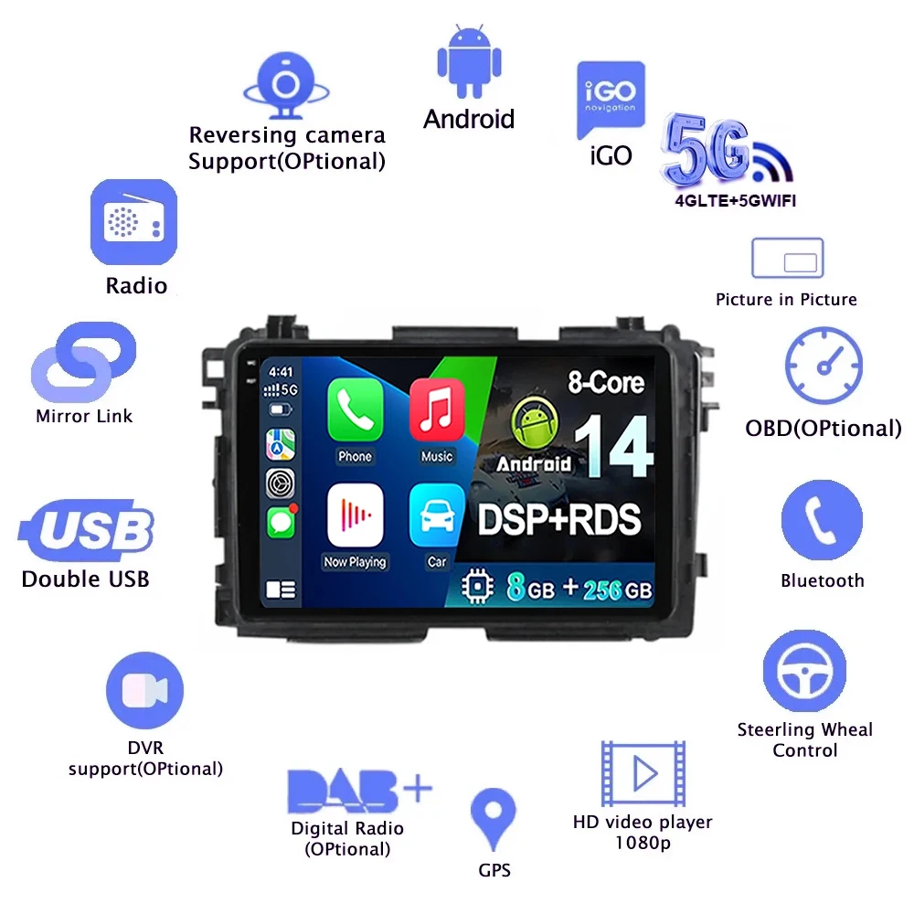 Android 14 For Honda Vezel HR - V HRV HR V XRV 2015 - 2020 Car Radio Multimedia Video Player Navigation GPS Carplay No 2din DVD