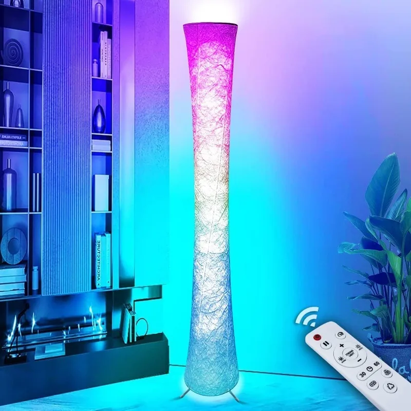 Imagem -04 - Rgb Color Changing Floor Lamps com App e Controle Remoto 62 Polegada Modo Faça Você Mesmo Music Sync Modern Standing Corner Lamp Decor