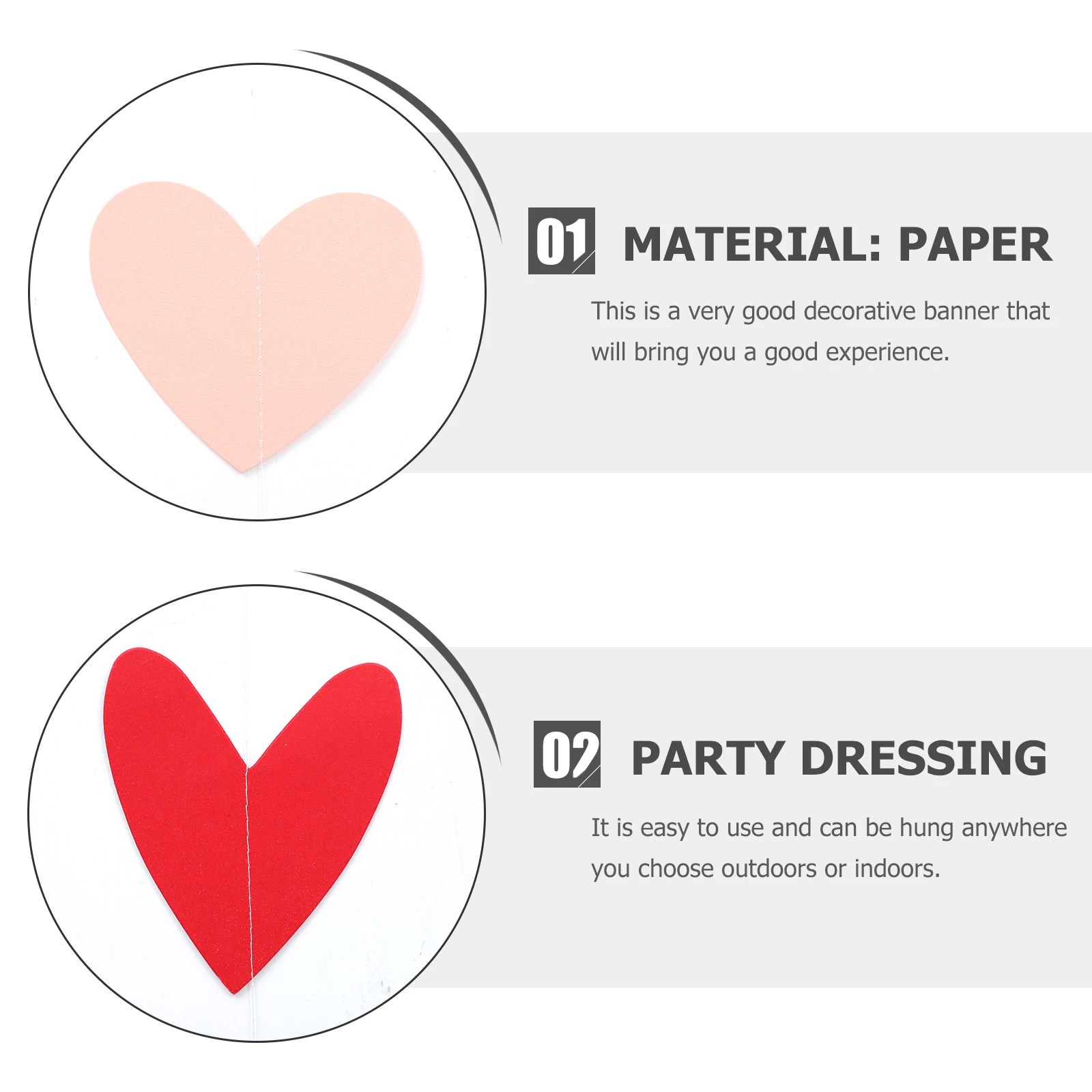 

Wedding Paper Heart Banner Flower Decoration Valentines Day Decorations Shower Hanging