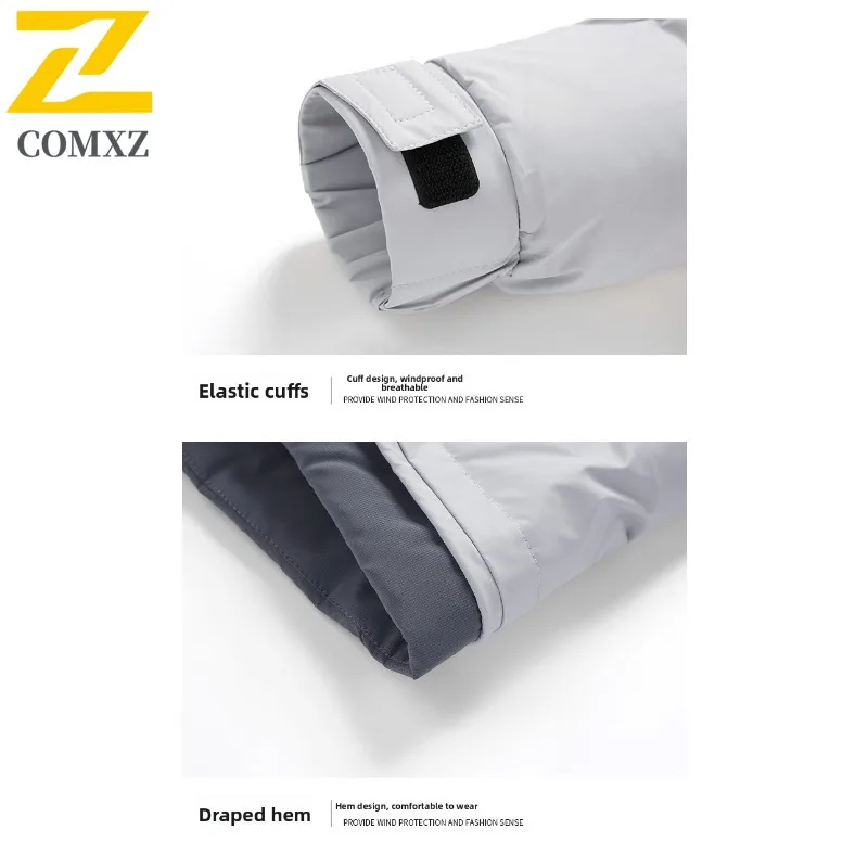 COMXZ 2025 ​MenThickened Puffer Windbreaker Winter Thermal Parka Outerwear Windproof Fleece Lining Jacket waterproof Hood​ Coat