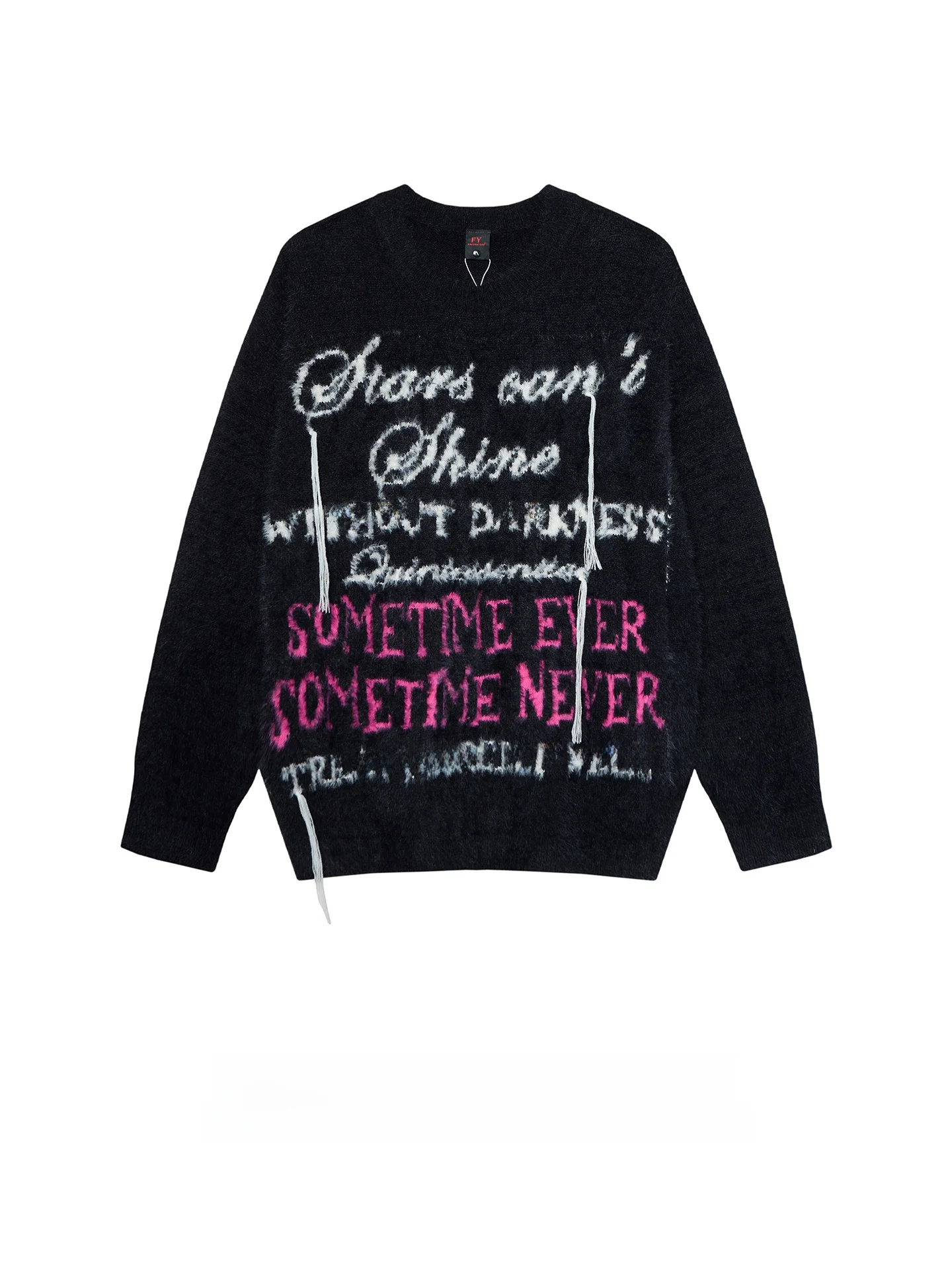 

Original FXK High Street Color Blo Letter Knitted Sweater Men's Soft Faux Mink Velvet Loose Fit round Ne Long Sve Top