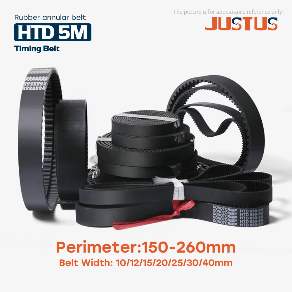HTD 5M High-Quality Rubber Timing Belt Perimeter 150mm 170mm 175mm 180mm 200mm 205mm 210mm 215mm 220mm To 260mm Width 10-40mm