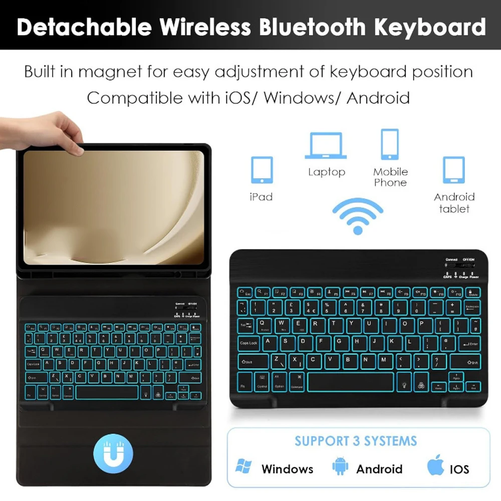 حافظة تابلت لجهاز Xiaomi Pad 6 11 بوصة، غطاء لوحة مفاتيح قابل للفصل لهاتف Xiaomi Pad 6 Pro 11 بوصة مع غطاء لوحي بفتحة قلم رصاص