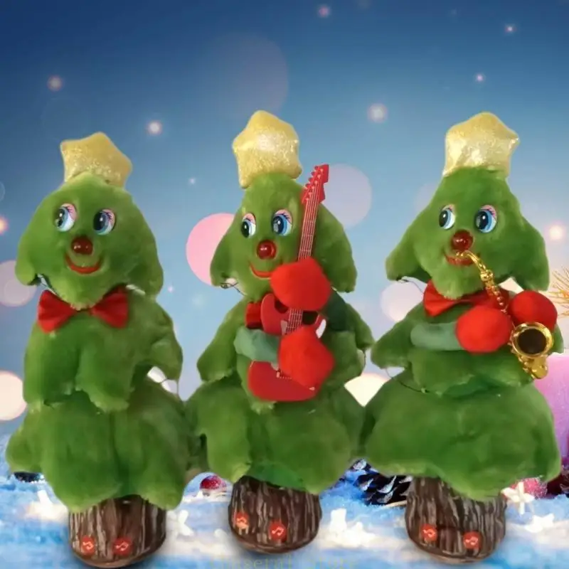 E7ce Electric Singing Christmas Tree Christmas Plush Toy Novelty Dancing Toy Seasonal Festival