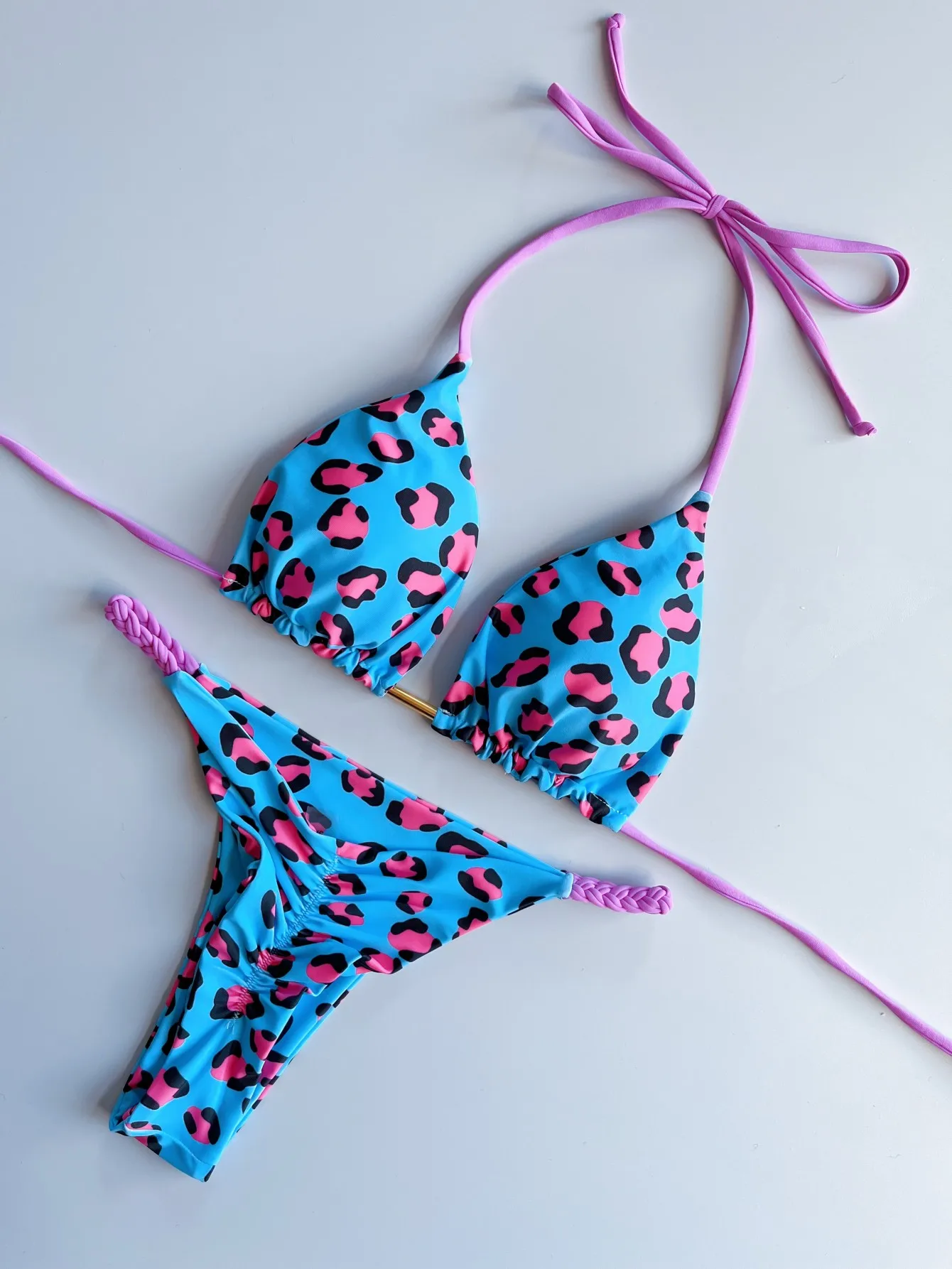 Swimwear Women Leopard Printed Sexy Bikini Set Striped Beachwear Summer Swimsuit Two-pieces Thong Bathing Suit Biquinis