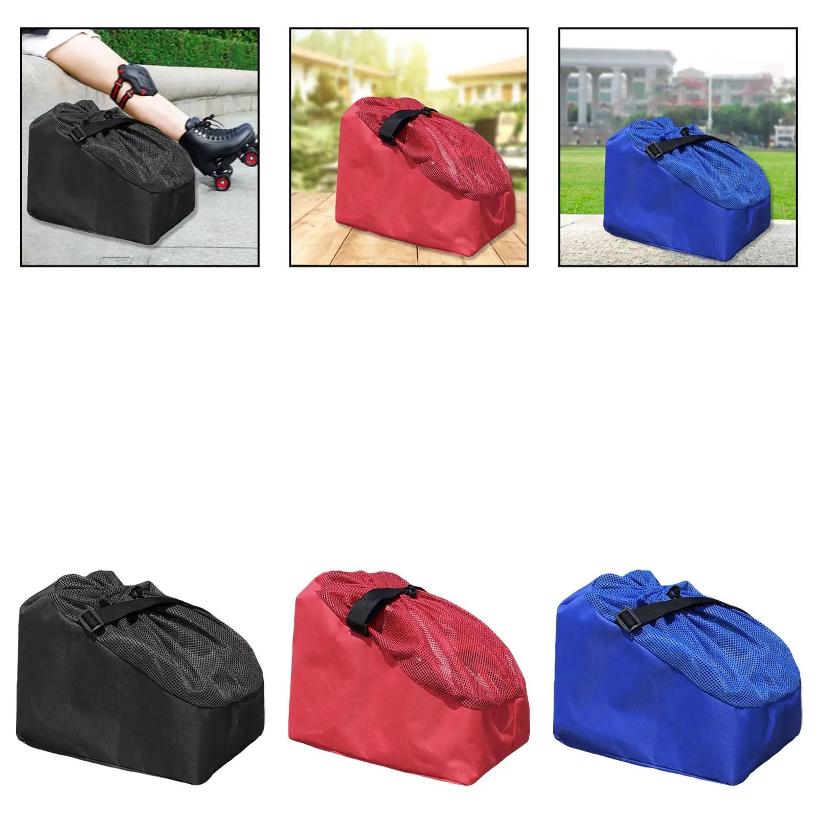 Roller Skate Bag with Adjustable Strap Wear Resistant Oxford Skating Shoe Storage Case for Ice Skates Backpack