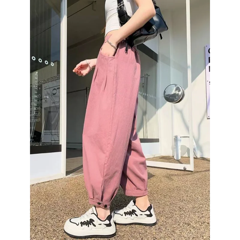 Petit pantalon de travail pour femme, bouffant ample, décontracté, neuf points