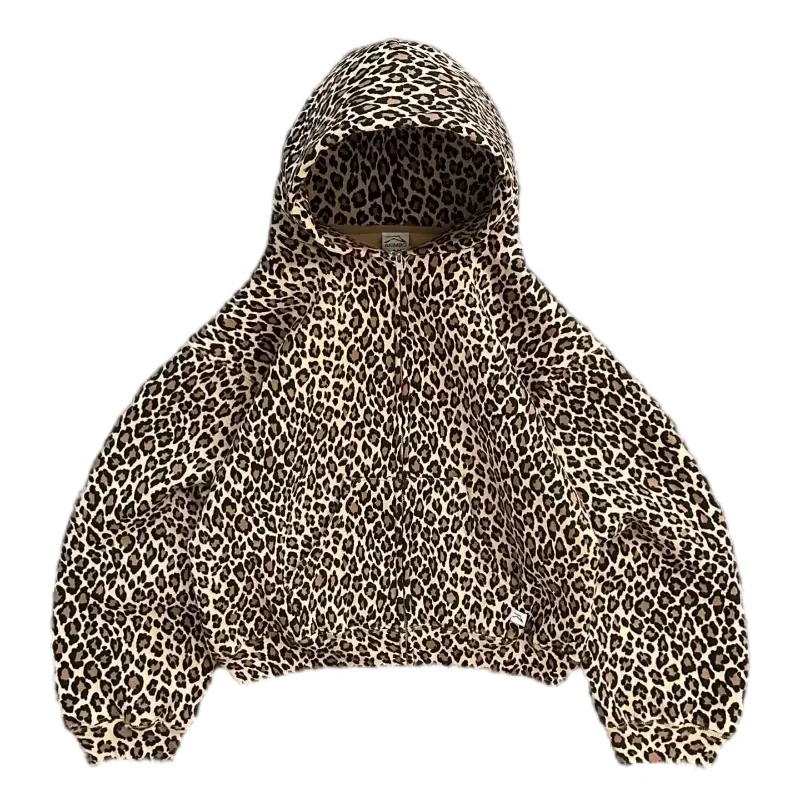 Y2k Full Leopard Print Fleece Hoodie Street Men and Women Fashion Trend Warm Sweatshirt Couple Casual Loose Punk Hoodie Traf