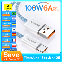 Baseus 100W USB A To USB C Cable USB-C Fast Charging Charger Wire Cord For Huawei Samsung Xiaomi Type-C USBC Cable