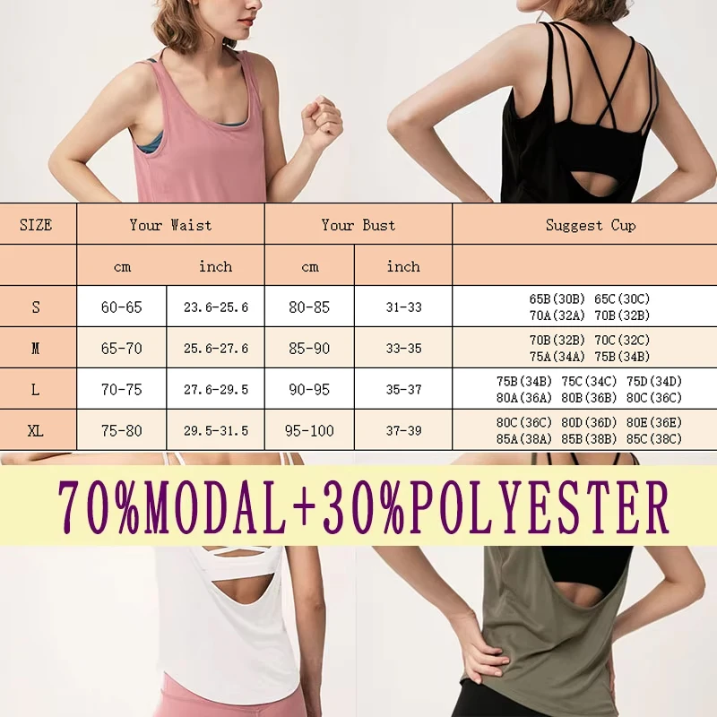 PofyBofy Modal Scoop Neck Seamless Sleeveless Sexy Backless Basic Shirt Vest Breathable Women‘s Summer Running Fitness Tank Tops