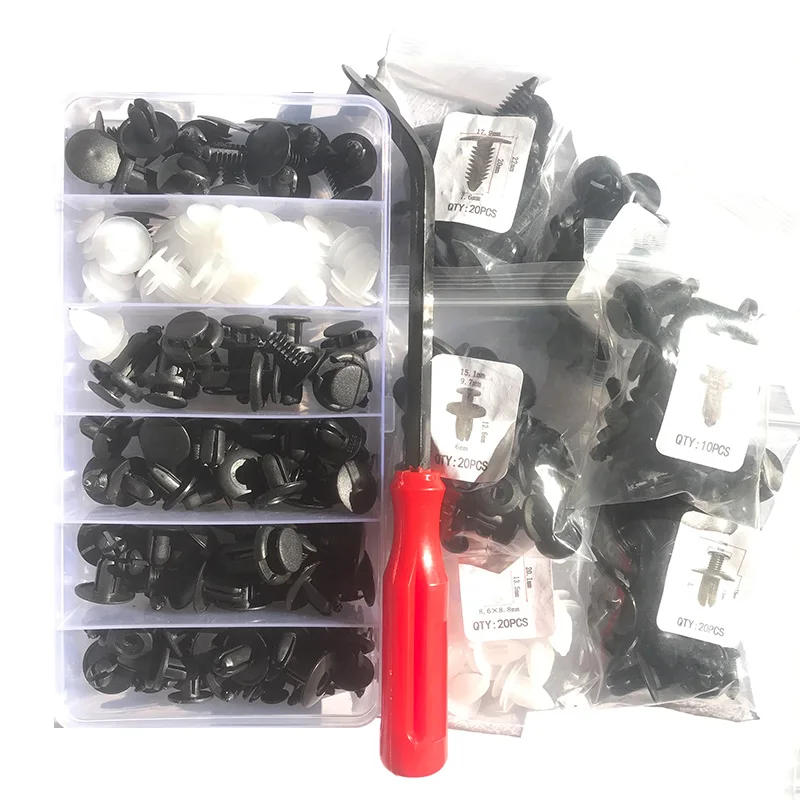 Auto Befestigungs clip 100 stücke Auto Befestigungs clip Auto Kotflügel Push Retainer Pin Niet Stoßstange für Tür verkleidung Halter Set für Auto – Detail 4