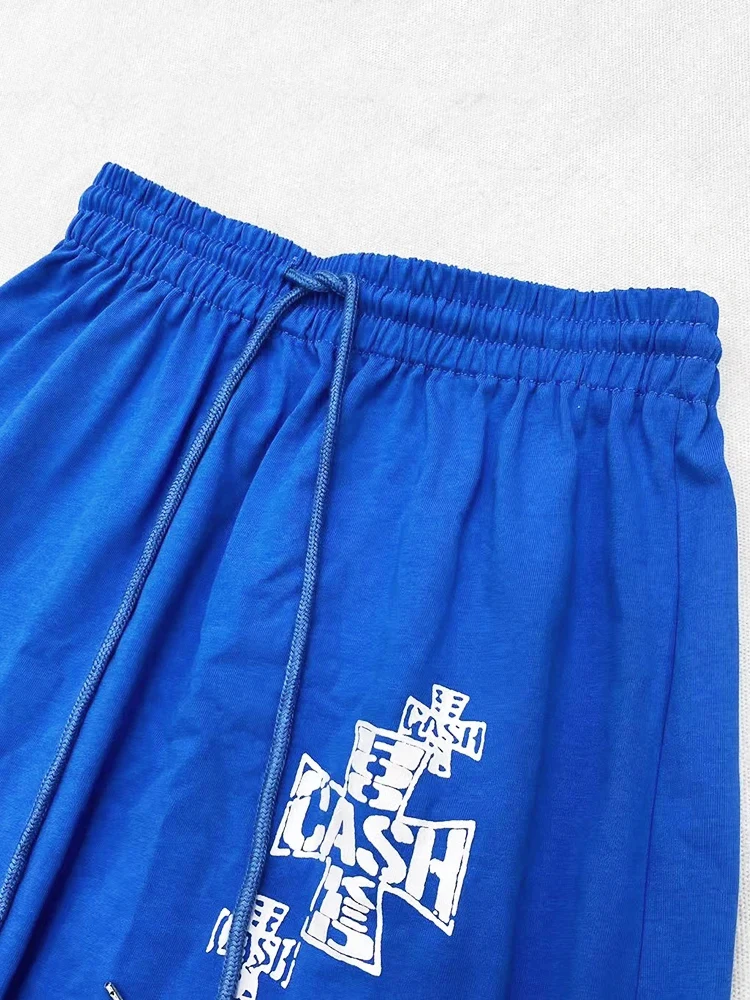 REDDACHiC jupe de survêtement imprimée en détresse avec poches fente cordon de serrage taille droite Maxi longue jupe graphique Vintage femmes bas