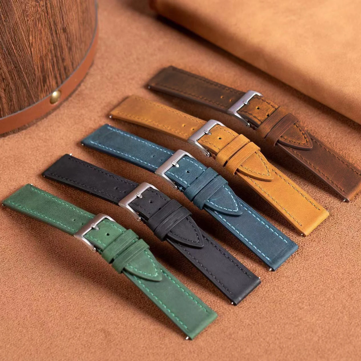 Vintage Watch Strap Full Grain Leather 18mm 19mm 20mm 21mm 22mm Men Women Cowhide Watchband Smart Watch Strap Fit Huawei 3 4  5