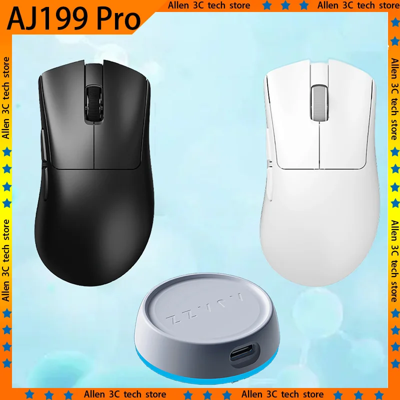 AJAZZ AJ199pro 4k Wireless Mouse Tri-mode Bluetooth 2.4G Wired USB Paw3395 Lightweight Ergonomics Office Gamer PC Gaming Mouse