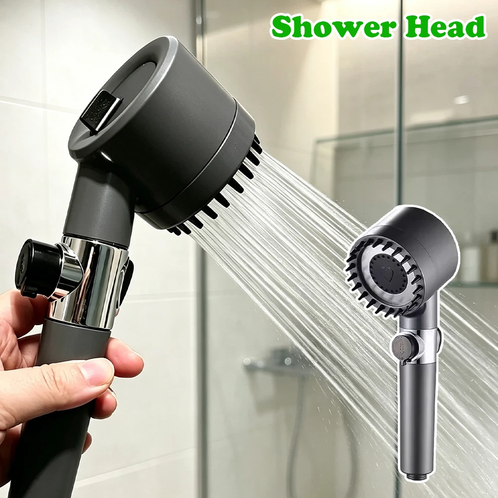 High Pressure Massage Showerhead 4 Modes Rainfall Shower Head One-Key Stop Water With Filter Element Bathroom Accessories